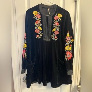 Free People velvet dress with embroidery S